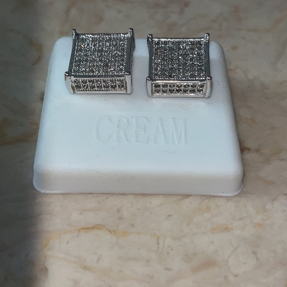 Big Square Diamond Bling Out Earrings - Picture 4 of 5